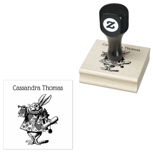 Witte Konijn Hof Trompettist Alice in Wonderland 2 Rubberstempel (Gestempeld)