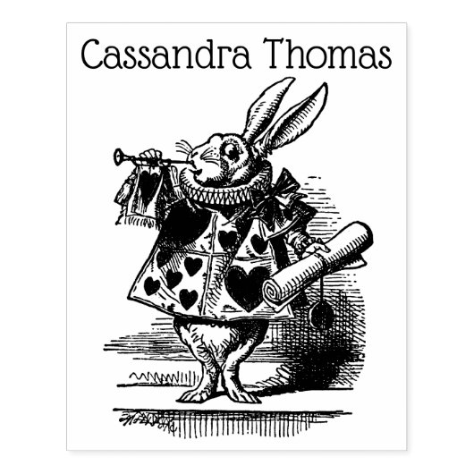 Witte Konijn HofTrompetter Alice in Wonderland Rubberstempel (Afrduk)