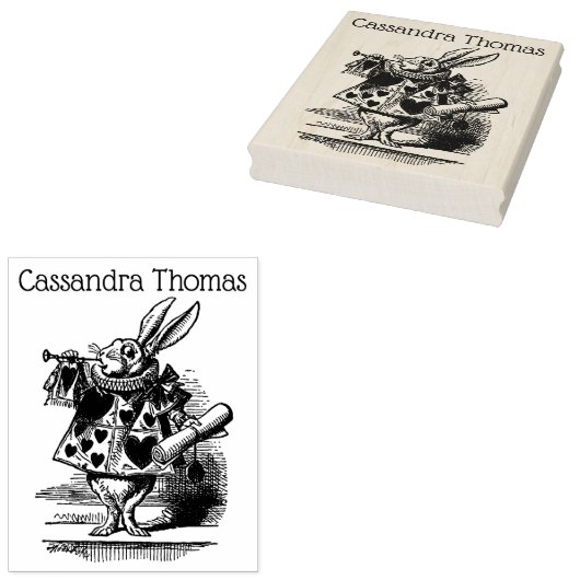Witte Konijn HofTrompetter Alice in Wonderland Rubberstempel (Gestempeld)