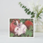 Witte konijn in de pompoen briefkaart (Staand voorkant)