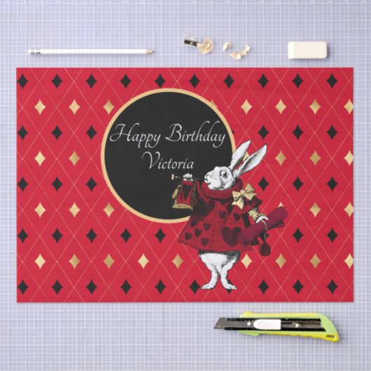 Witte konijn in de Rode Dagen Tissuepapier (Craft)