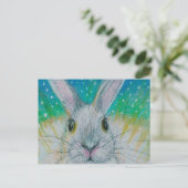 Witte konijn in de sneeuw. briefkaart (Staand voorkant)