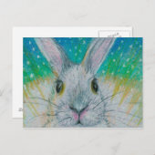 Witte konijn in de sneeuw. briefkaart (Voorkant / Achterkant)