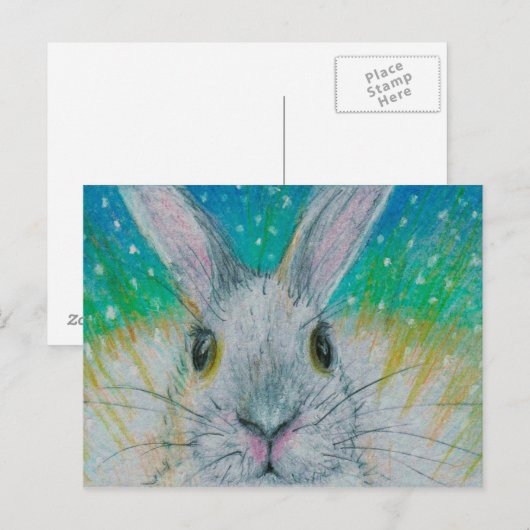 Witte konijn in de sneeuw. briefkaart (Voorkant / Achterkant)