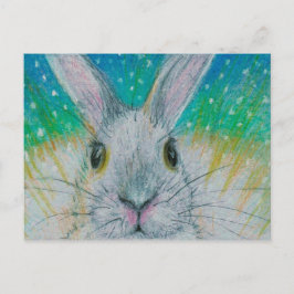 Witte konijn in de sneeuw. briefkaart
