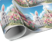 Witte konijn in een voorjaarstuin cadeaupapier (Rol Hoek)