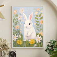 Witte Konijn in Lente Bloemen