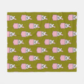Witte Konijn in Roze Zak Patroon Fleece Deken (Voorkant (Horizontaal))