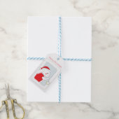 Witte konijn in Santa Hat Cadeaulabel (Met Touw)