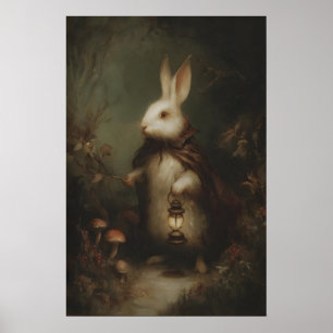 Witte Konijn in Weste Met Zakhorloge, Gotisch Poster