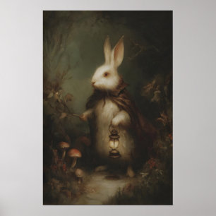Witte Konijn in Weste Met Zakhorloge, Gotisch Poster