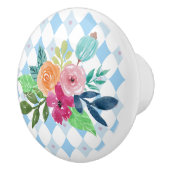 Witte konijn in Wonderland blauwe diamanten Keramische Knop (Rechts)