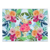 Witte konijn in Wonderland blue argyle (Voorkant Horizontaal)