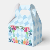 Witte konijn in Wonderland blue argyle Bedankdoosjes (Achterkant)