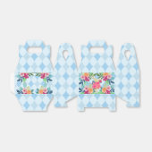 Witte konijn in Wonderland blue argyle Bedankdoosjes (Uitgevouwen)