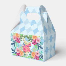 Witte konijn in Wonderland blue argyle