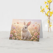 Witte Konijn Kaart (Gele Bloem)