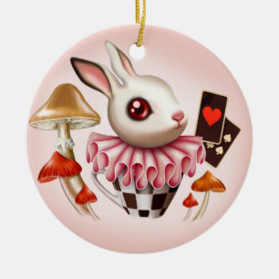 Witte Konijn Keramisch Ornament