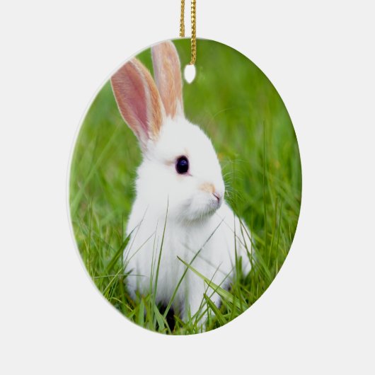 Witte konijn keramisch ornament (Rechts)