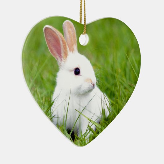 Witte konijn keramisch ornament (Rechts)