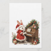 Witte Konijn Kerstfeest Uitnodiging (Achterkant)