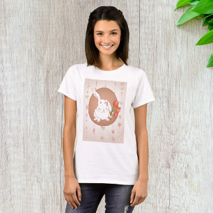 Witte konijn met bloemen t-shirt