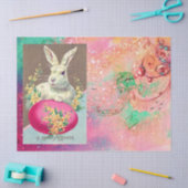 WITTE KONIJN MET EENVOUDIGERE EGG- EN SPRINGSTROME TISSUEPAPIER (Craft)