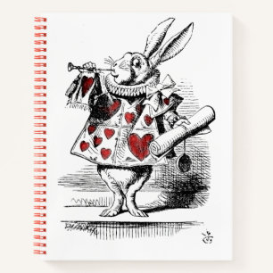 Witte konijn met Red Hearts Alice in Wonderland Notitieboek