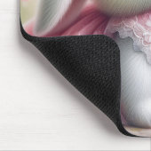 Witte konijn met roze kantjurk muismat (Hoek)