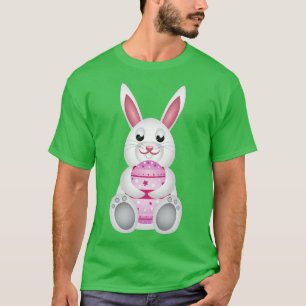 Witte konijn met roze paaseieren t-shirt