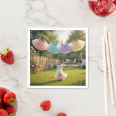 Witte konijn met roze tutu servet (Insitu)