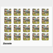 Witte Konijn met Roze Tutu Vierkante Sticker (Vel)