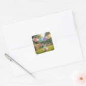 Witte Konijn met Roze Tutu Vierkante Sticker (Envelop)
