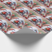 Witte konijn met sappige aardbei cadeaupapier (Hoek)