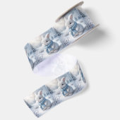Witte Konijn Met Winter Sjaal Satijnen Lint (Achterkant)