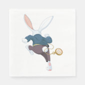Witte konijn onderweg servet (Voorkant)