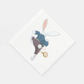 Witte konijn onderweg servet (Hoek)