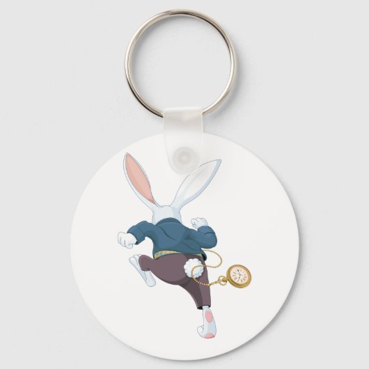 Witte konijn onderweg sleutelhanger (Voorkant)
