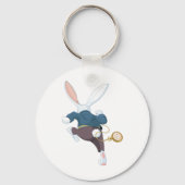 Witte konijn onderweg sleutelhanger (Achterkant)