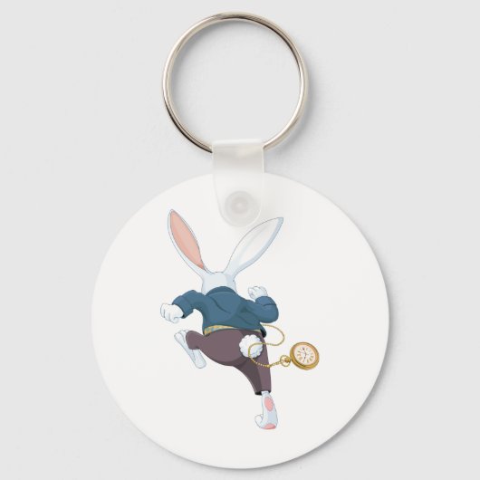 Witte konijn onderweg sleutelhanger (Achterkant)