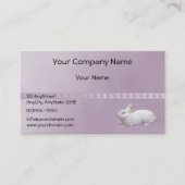 Witte konijn op Lila achtergrond Visitekaartje (Voorkant)