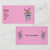 Witte konijn Oranje Nose Bow Stropdas duimt omhoog Visitekaartje (Voorkant / Achterkant)