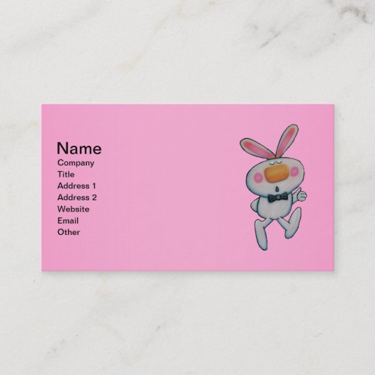 Witte konijn Oranje Nose Bow Stropdas duimt omhoog Visitekaartje (Voorkant)