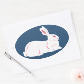 Witte Konijn Ovale Sticker (Envelop)
