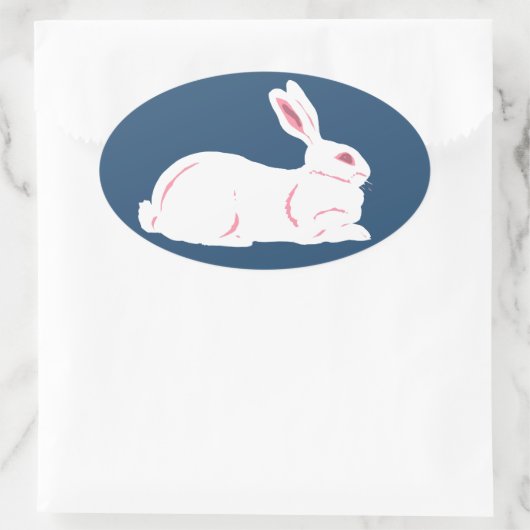 Witte Konijn Ovale Sticker (Tas)