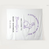 Witte Konijn Paarse Pret Baby Shower Achtergrond Wandkleed (Voorkant (horizontaal))