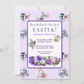 Witte Konijn Pasen Tea Party Uitnodiging (Voorkant)