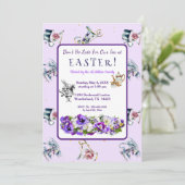 Witte Konijn Pasen Tea Party Uitnodiging (Staand voorkant)