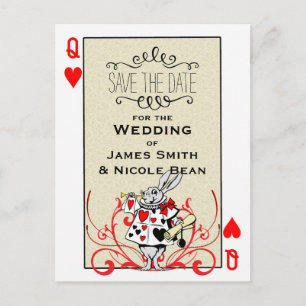 Witte Konijn Queen of Hearts Wonderland Bewaar Dat Aankondigingskaart