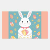 Witte konijn rechthoekige sticker (Voorkant)